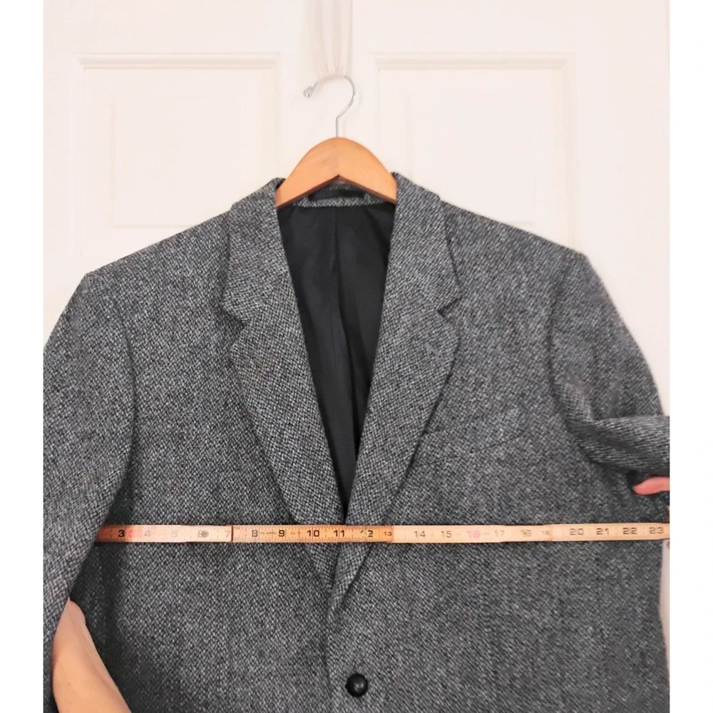 Vintage Harris Tweed Blazer Mens 46R Blue Tweed Wool Two Button Sport Coat